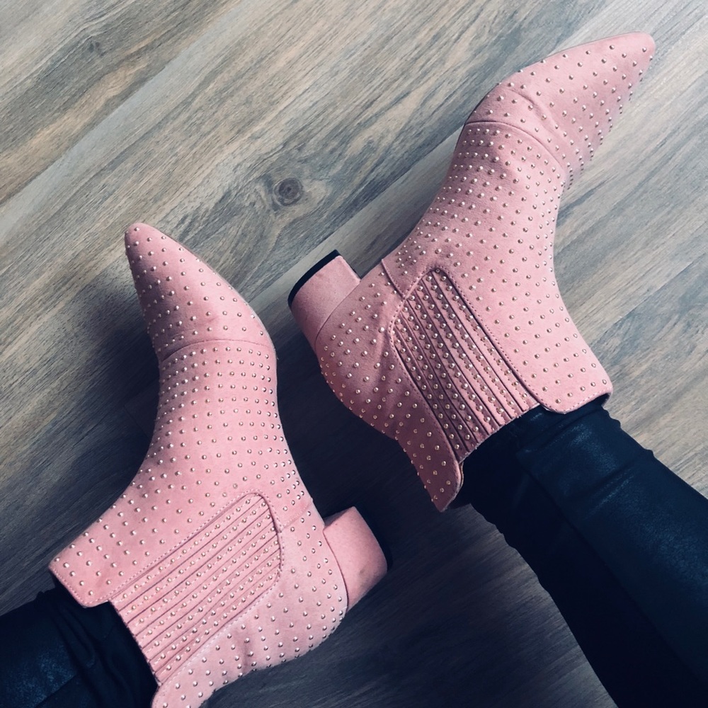 Studded pink TOPSHOP ankle booties